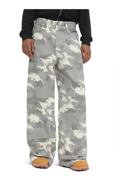 American straight-leg wide-leg floor-length stone-washed relaxed Jeans