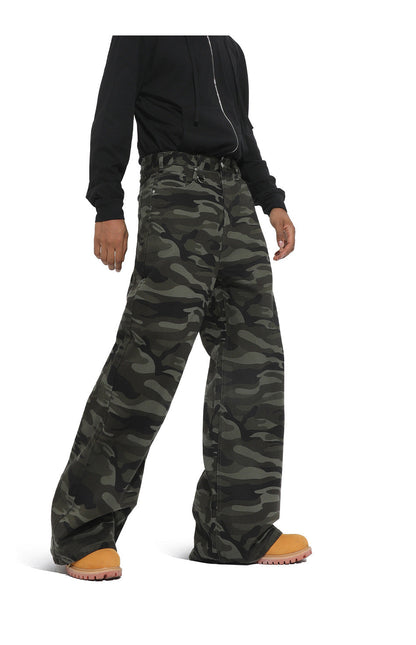 American straight-leg wide-leg floor-length stone-washed relaxed Jeans