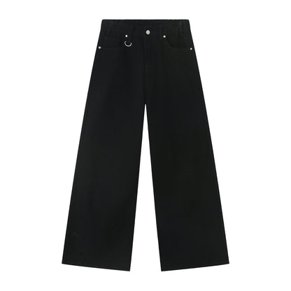 American straight-leg wide-leg floor-length stone-washed relaxed Jeans
