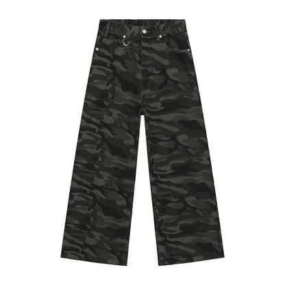 American straight-leg wide-leg floor-length stone-washed relaxed Jeans