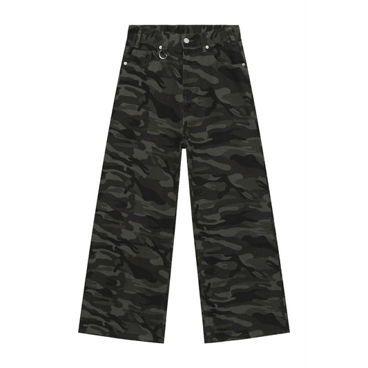 American straight-leg wide-leg floor-length stone-washed relaxed Jeans